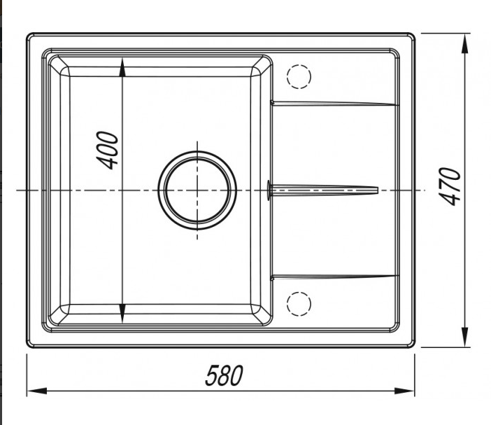 Мойка Dr. Gans Ника 580 прямоугольная с крылом белый