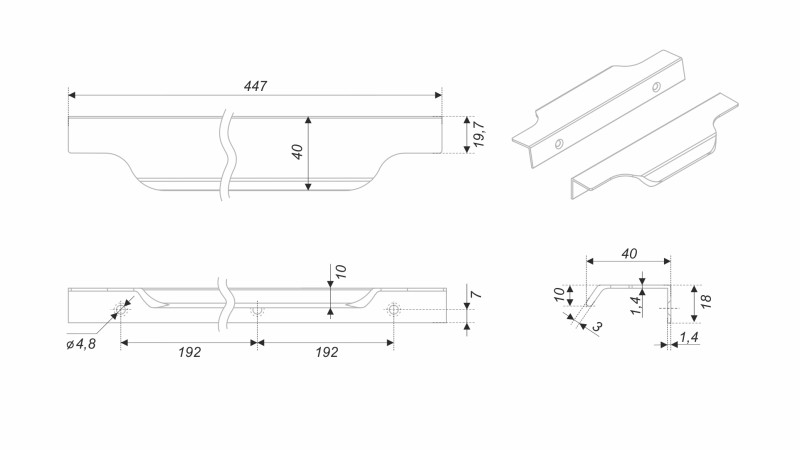 BRD RT811BL.1 ручка торцевая 450 мм TERA черный матовый