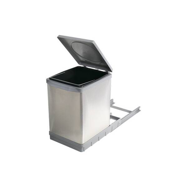 Ведро для мусора (17л) выдвижное, пластик серый + алюминий (заказ)