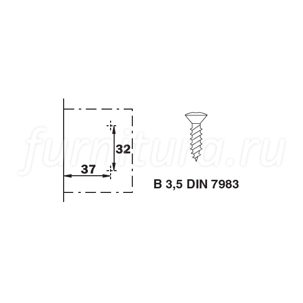 Ответная планка Н0 под шуруп, Clip-on (cam), отделка никель (для MH.614.21.S00.N, MH.612.21.S00.N)