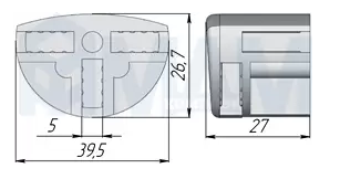 Крестовина для 3 стекол 5мм пластик., черный (стоп-лист)