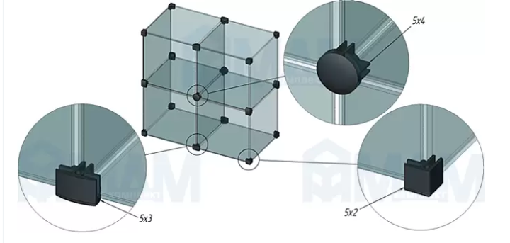 Крестовина для 3 стекол 5мм пластик., черный (стоп-лист)