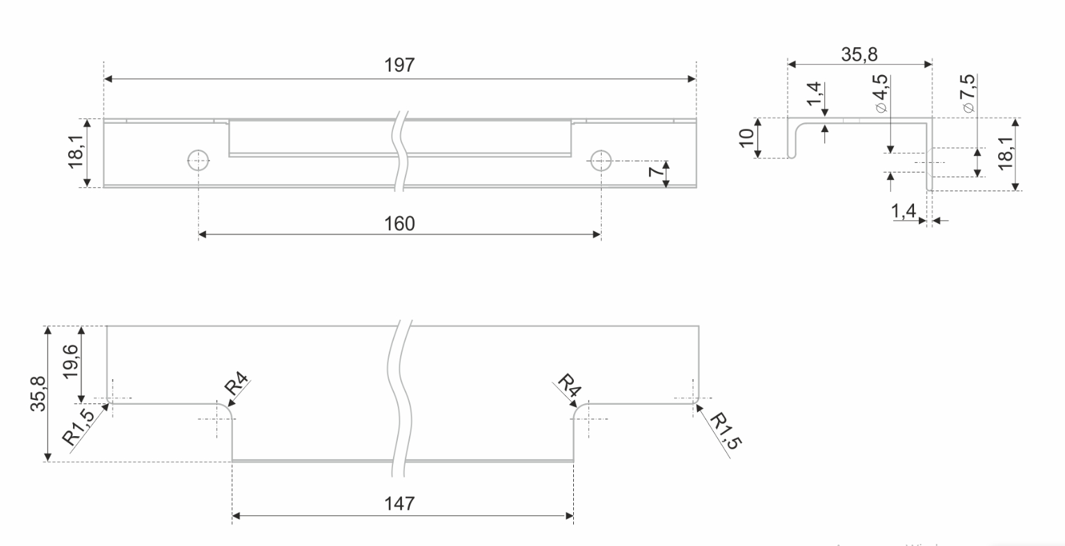 BRD RT109BL.1 ручка торцевая 200 мм RAY черный матовый
