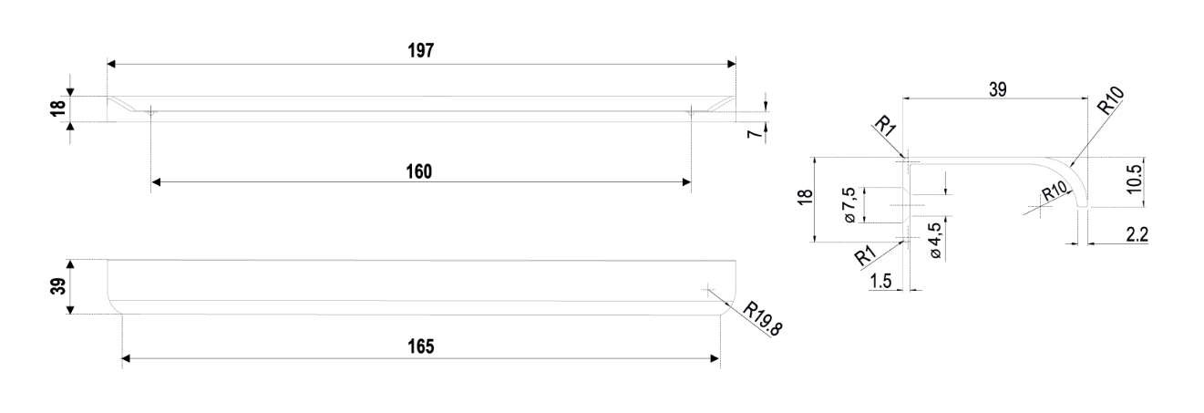 BRD RT110SG.1 ручка торцевая 200 мм MONTE сатиновое золото