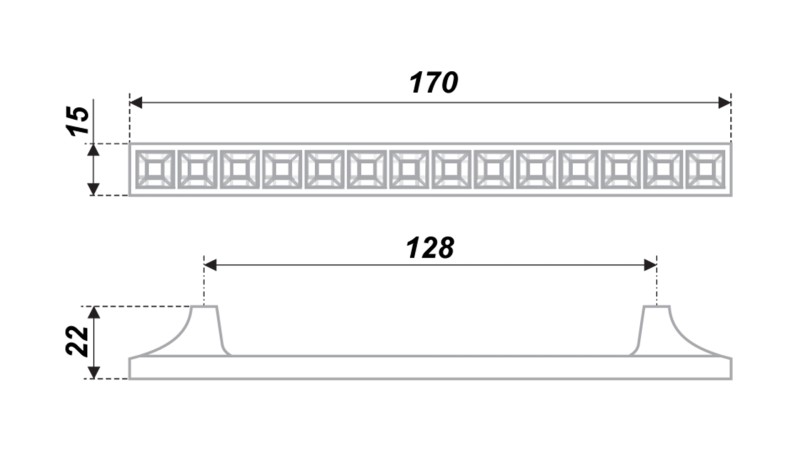 BRD RS420CP/CrBl.4 ручка-скоба 128 мм CRYSTAL хром полированный/черный с кристал. (снято)