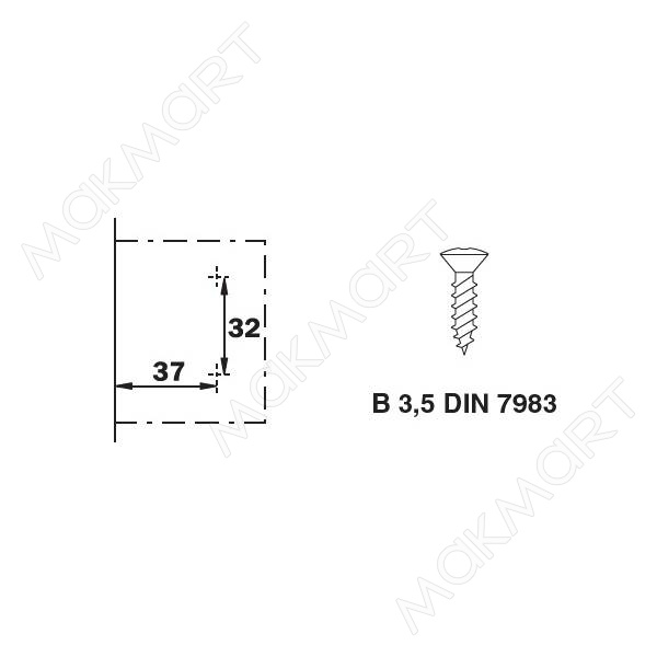Ответная планка Н0 под шуруп, Clip-on, отделка никель (для MH.411.31.S00.N, MH.414.31.S00.N)