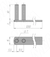 Рейка для замка 666, 1200мм