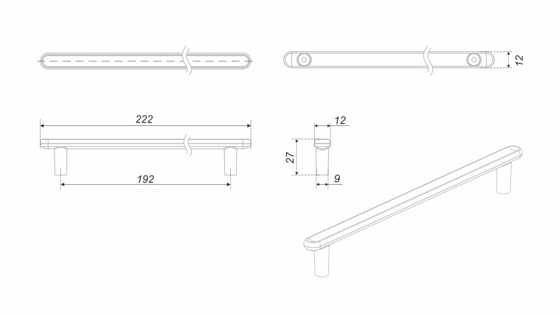 BRD RS330MBSG.4 ручка-скоба 192 мм VIA браширов. матовое золото
