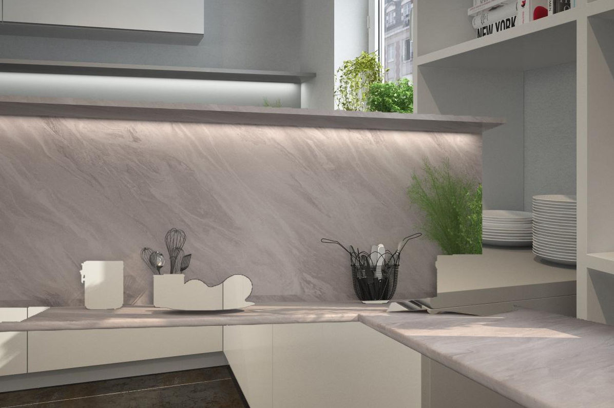 Стеновая панель КЕДР МК 3000*600*4мм 2 группа - Мрамор Нуволато 2341/Pt (заказная)