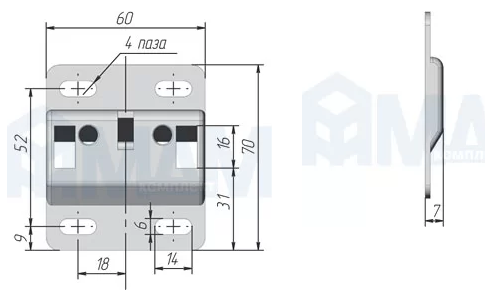 807 Планка для мебельного навеса, сталь