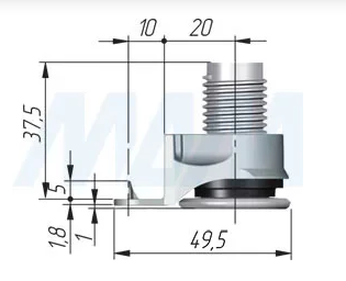 INTEGRATO Опора регулируемая с шипами, регулировка 25 мм (снято)
