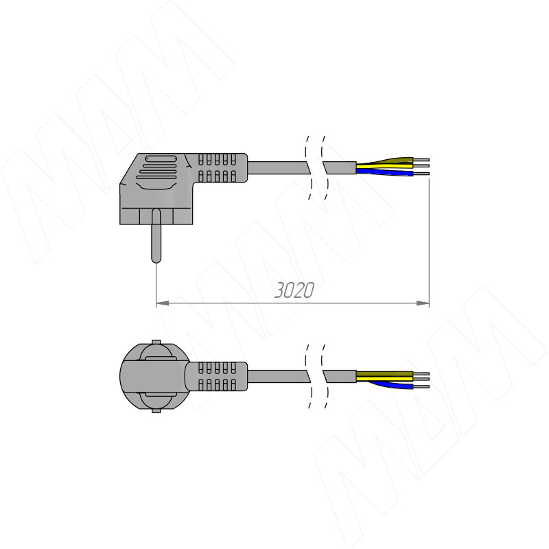 Шнур сетевой 3 м CWP-C-3-NO-WH