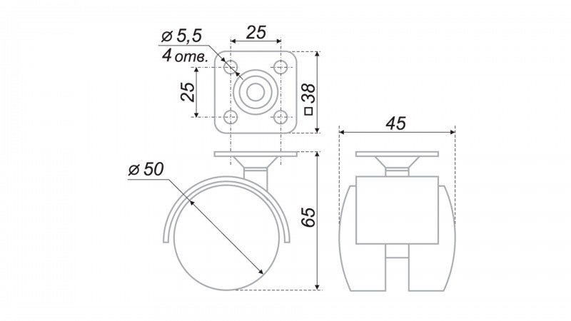 BRD N102BL/BL.3 опора колесная d-50 (заказ)
