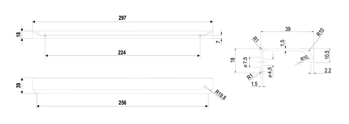 BRD RT110SG.1 ручка торцевая 300 мм MONTE сатиновое золото