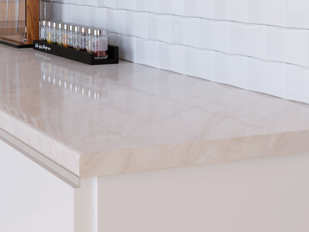 Столешница КЕДР МК 3000*600*25мм 2 группа - Мрамор бежевый светлый глянец 2385/1 (заказ)