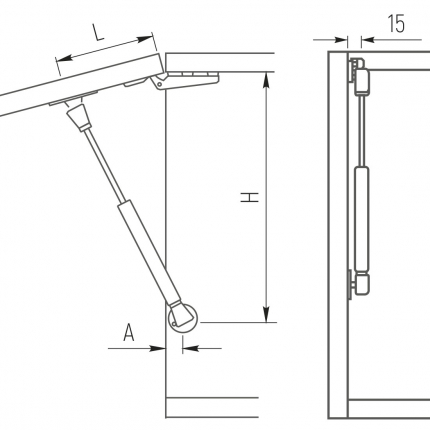 SETE Газлифт на открытие вверх N60, БЕЛЫЙ