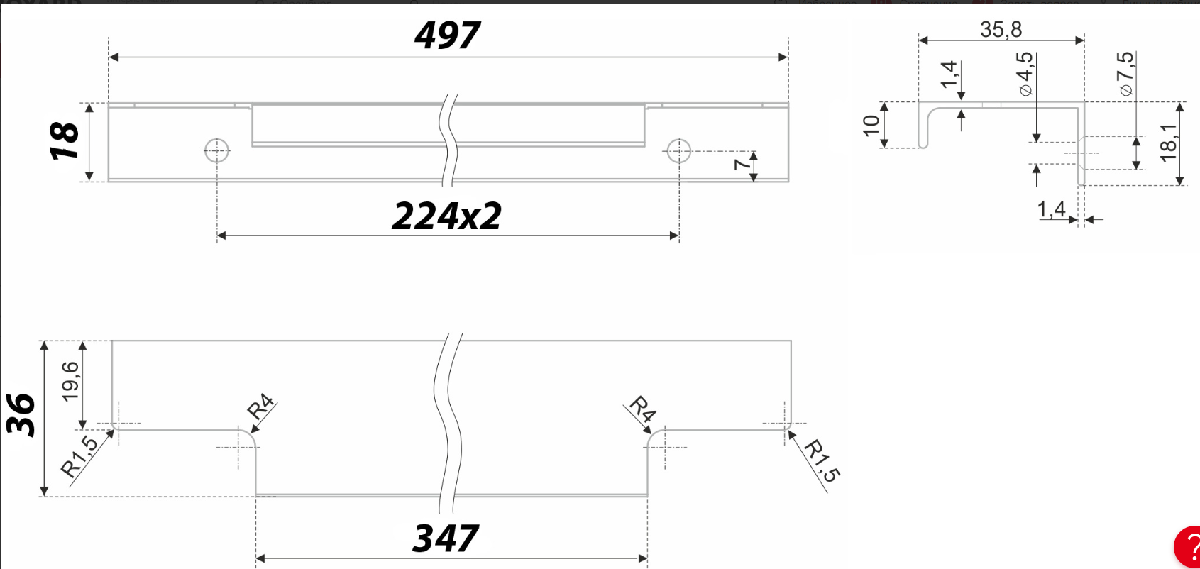BRD RT109SG.1 ручка торцевая 500 мм RAY сатиновое золото (снято)