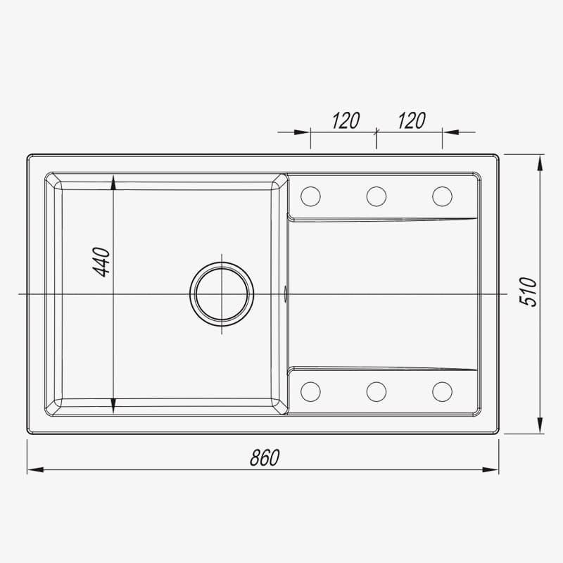 Мойка Dr. Gans Техно 860 прямоугольная с крылом латте (заказ) Т