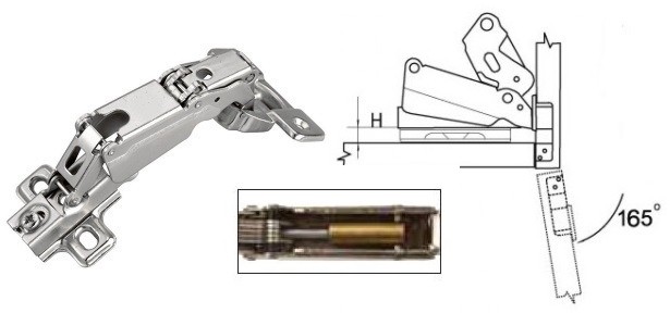 Петля трансформер 165* Clip-on  с доводчиком