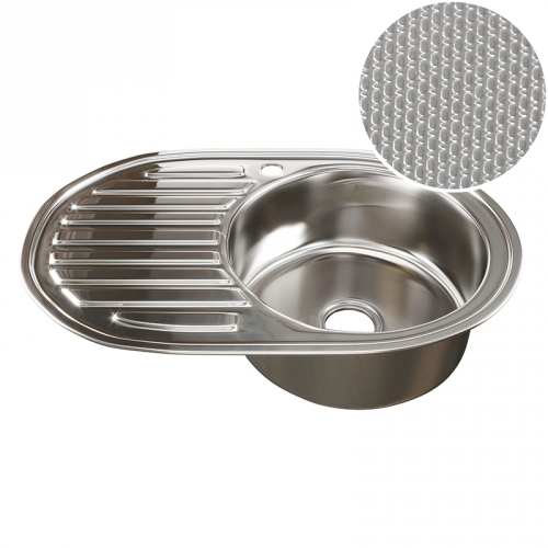 Мойка накладная 0.6 мм /160мм на  500*600 мм глянц