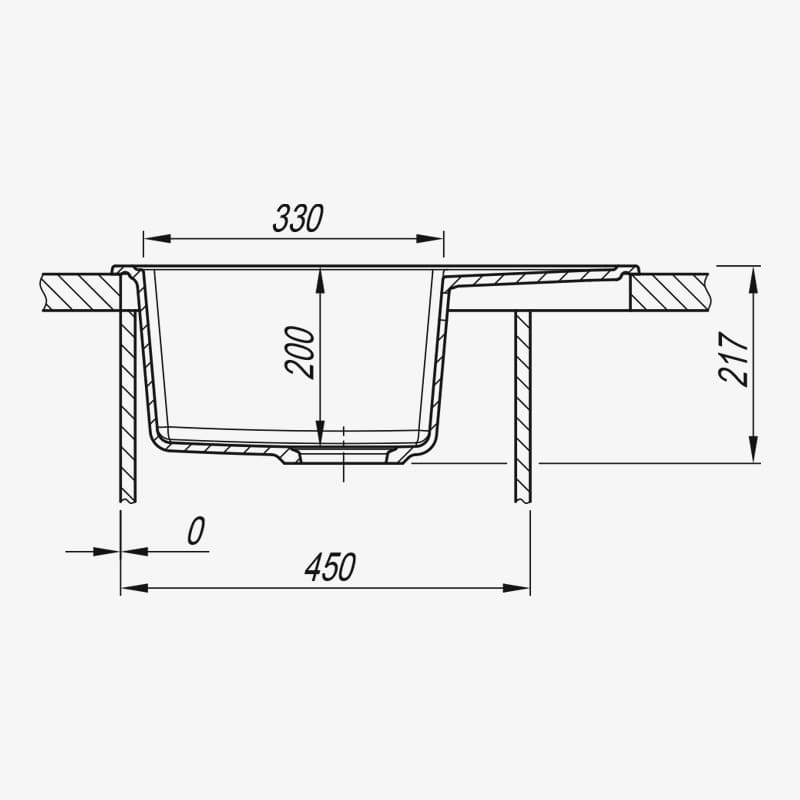 Мойка Dr. Gans Ника 580 прямоугольная с крылом дюна (заказ)