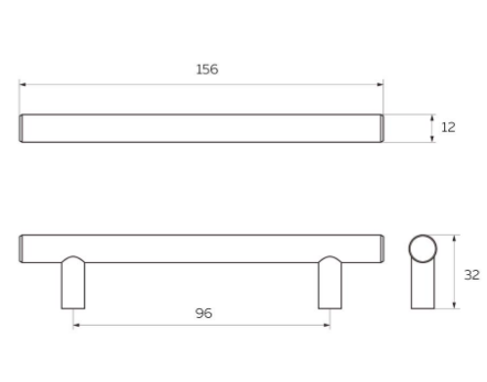 УТ М2555 ручка-рейлинг 96 мм, нерж., D=12мм, черный (стоп-лист)