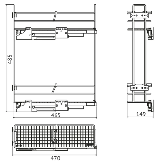 Kalibra Бутылочница 200, напр. скрытого монтажа 3200L (глубина 500мм) с доводчиком