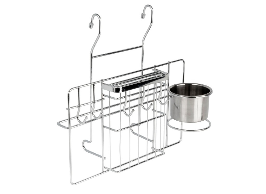 полка на рейлинг для ножей и досок с крючками MX-404 хром (стоп-лист)