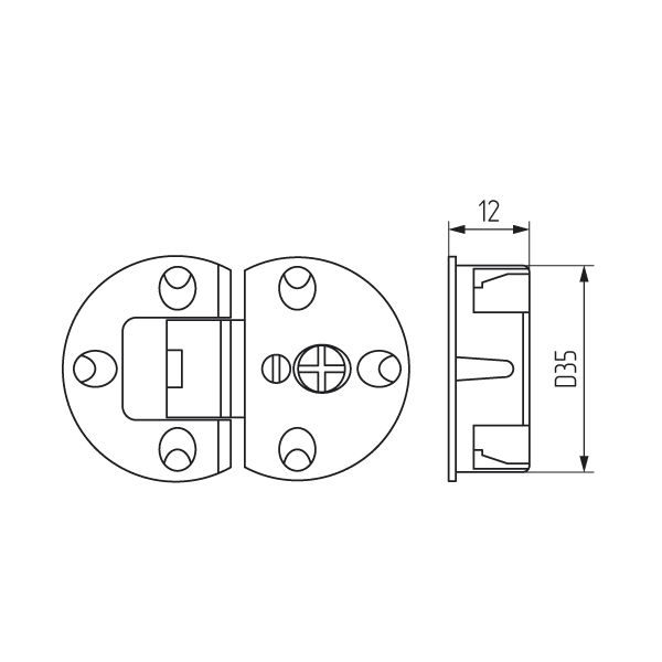Петля секретерная d35 h12 никель