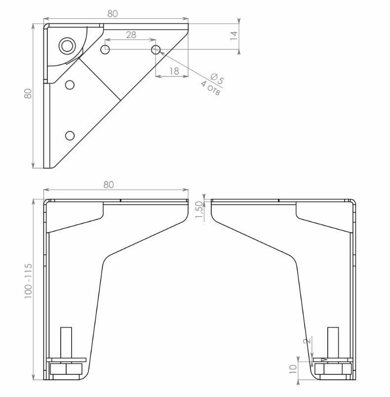 BRD N332BL.2 опора регулируемая TOM черный 100 мм (заказ)