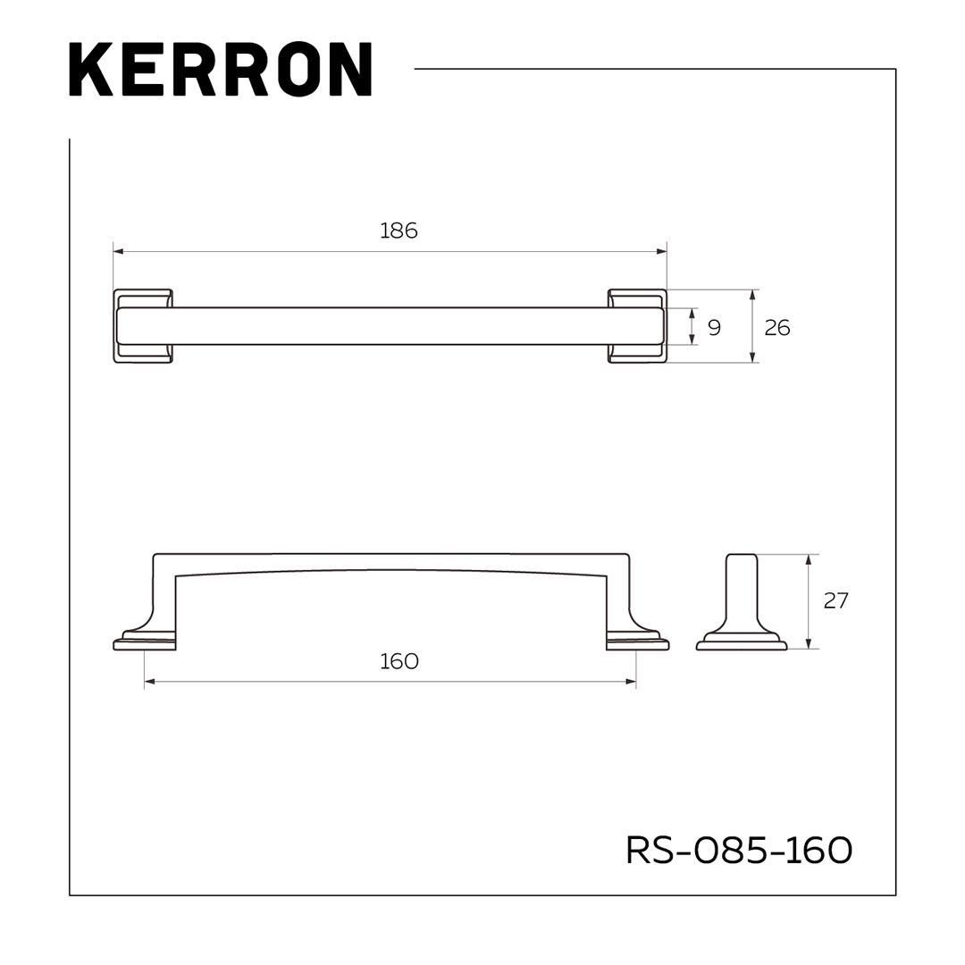 KR RS-085-160 BAZ ручка-скоба 160 мм  чернёный старинный цинк