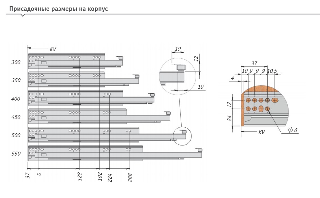 VECTOR LS MINI направ. 500 шарик. скрыт. монтажа, неполн. выдв 80%, плавное закр. SALE