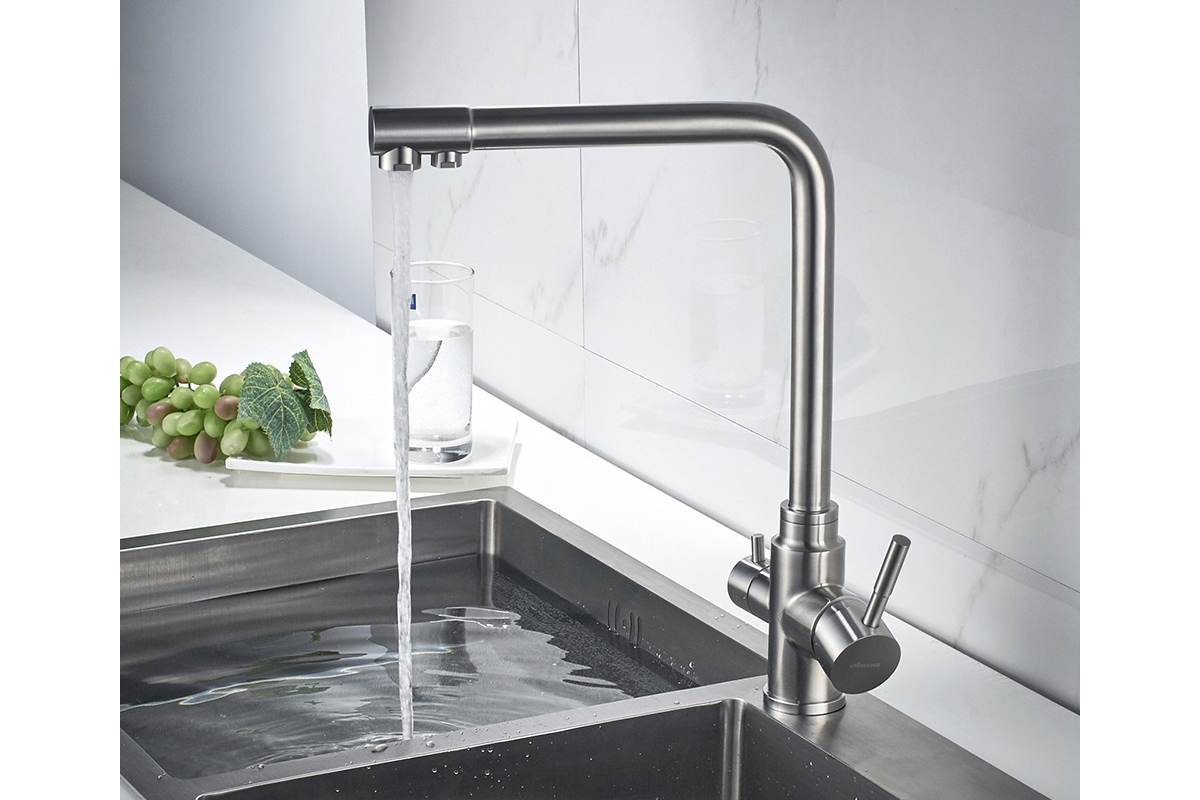 Смеситель Acoona 5179-5 нерж. сталь с выходом для питьевой воды (заказ)