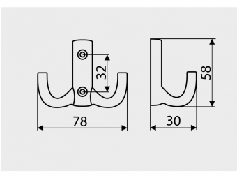 Крючок Qarmaq 2-х рожковый матовый хром
