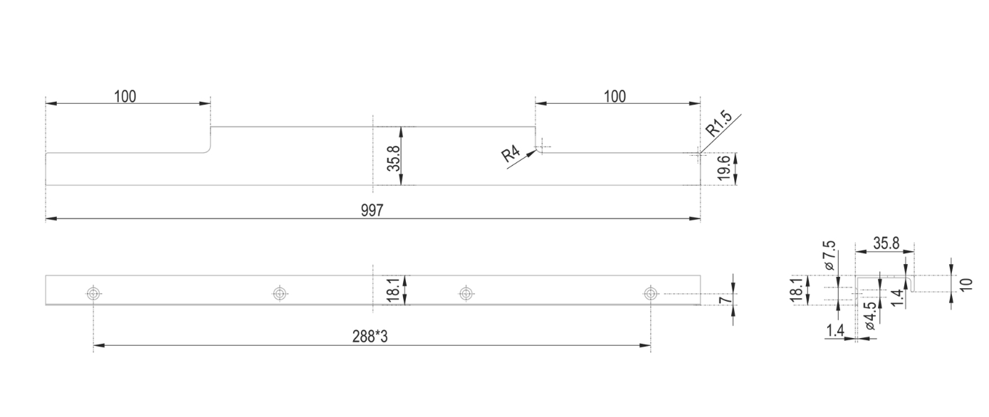 BRD RT109BL.1 ручка торцевая 1000 мм RAY черный матовый