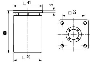 Н-025 (№8) Опоры регулируемые Валмакс квадратная h 60 черный (TS) SALE