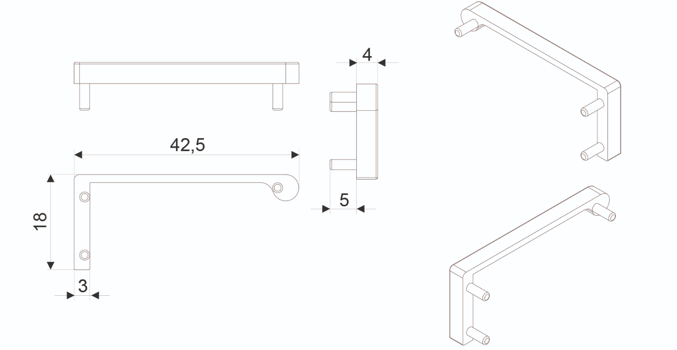 BRD Компл. загл. для профиля G-LINE RZ101GR, цвет Серый (2 лев+2 прав) (заказ)