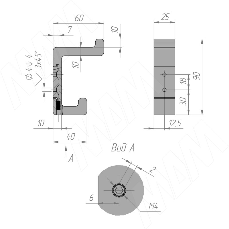 МДМ HK.13.GA Крючок 2-х рожковый золото (заказ)
