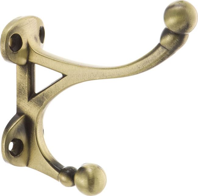 KR 0100 AB Крючок 2-х рожковый античная броонза (стоп-лист)