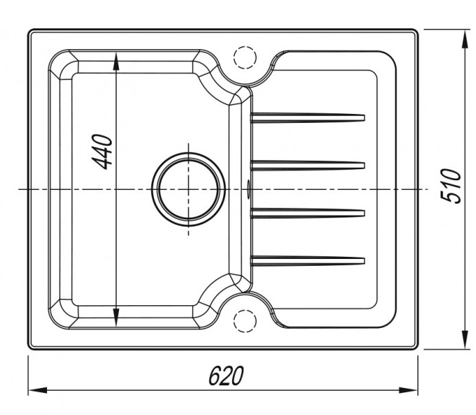 Мойка Dr. Gans Лора 620 прямоугольная с крылом серый (заказ)