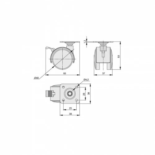 Опоры колесные на площадке d 50 со стопором