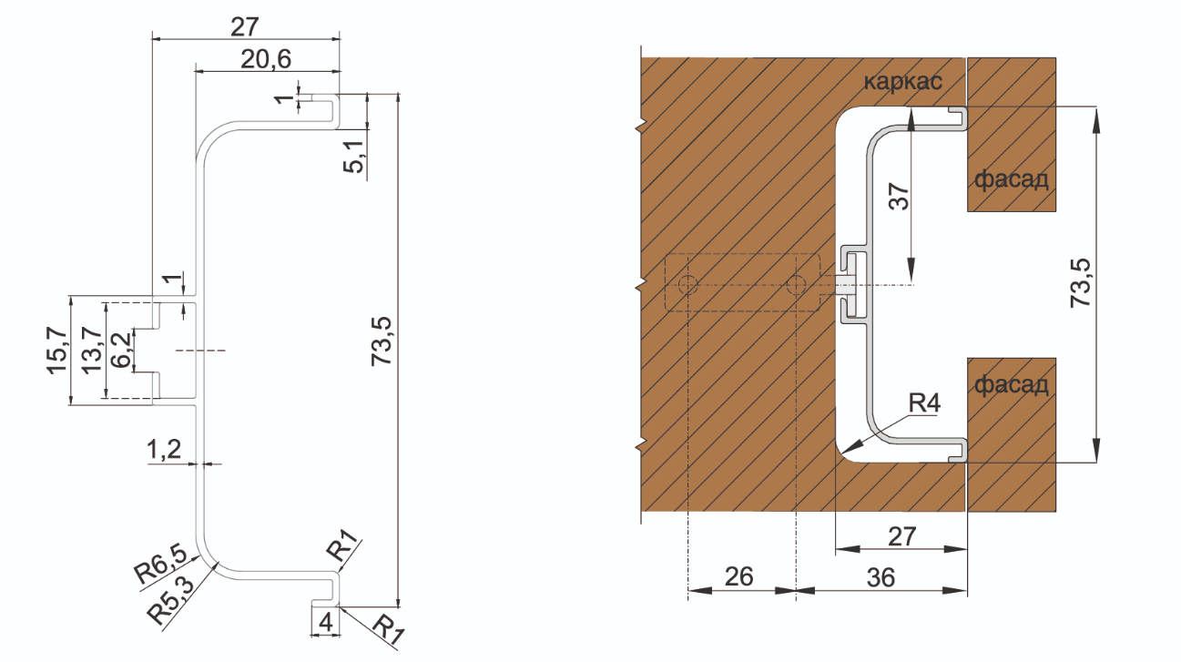 BRD RP050SG.1/000/4100 ручка-профиль С 4100мм GOLA BALANCE сатиновое золото