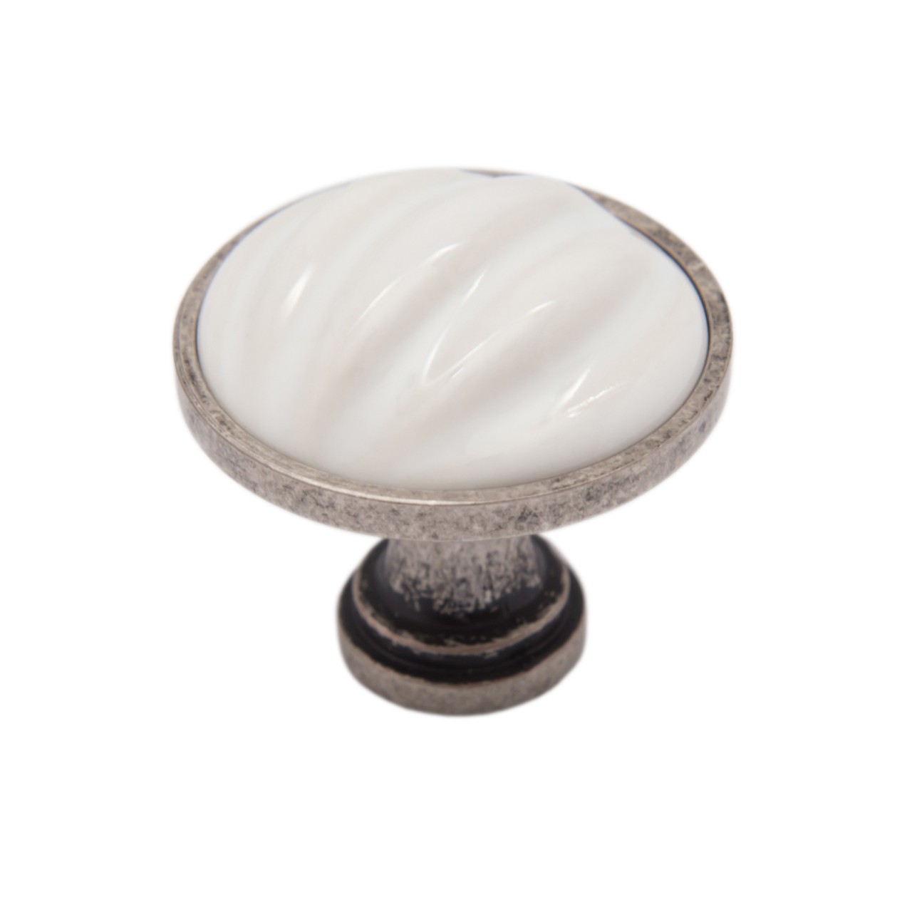 BRD RC121BAZ.4/W ручка кнопка TIFFANY чернёный старинный цинк/белый SALE