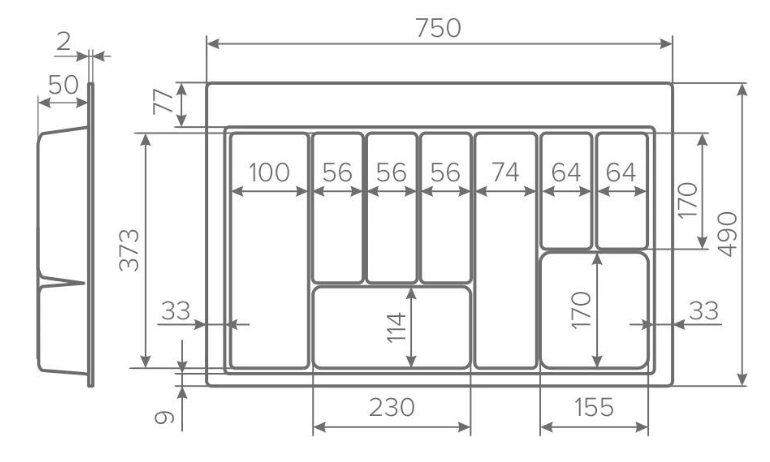 AQ Лоток TRAY 800 графит