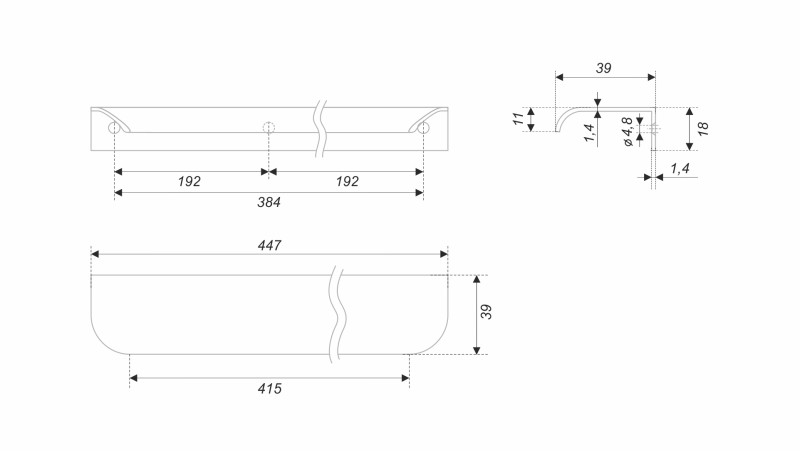 BRD RT810SC.1 ручка торцевая 450мм MONTE матовый хром