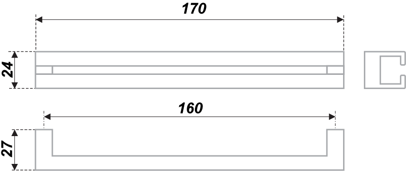 BRD RS273CP.3 ручка-скоба 160 мм хром полированный (заказ)