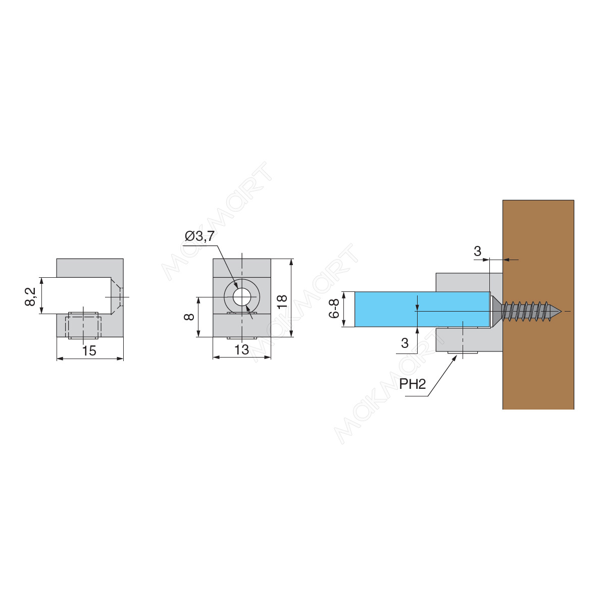 Полкодержатель для стекла 6-8мм, под шуруп, отделка черный никель (заказ)