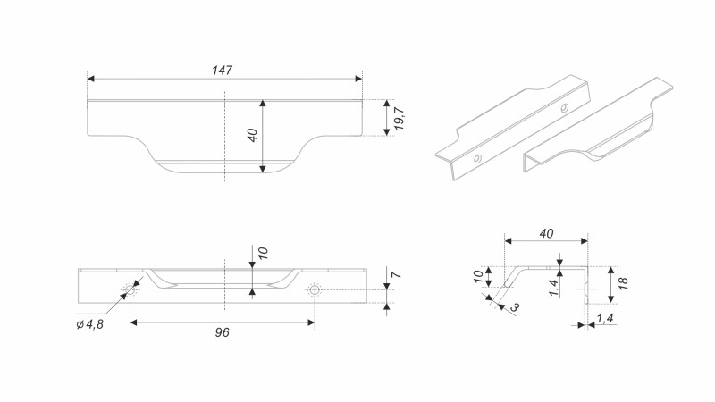 BRD RT811BL.1 ручка торцевая 150мм TERA черный матовый