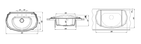Мойка FLORENTINA Эмилия 900*550*307  грей (стоп-лист)