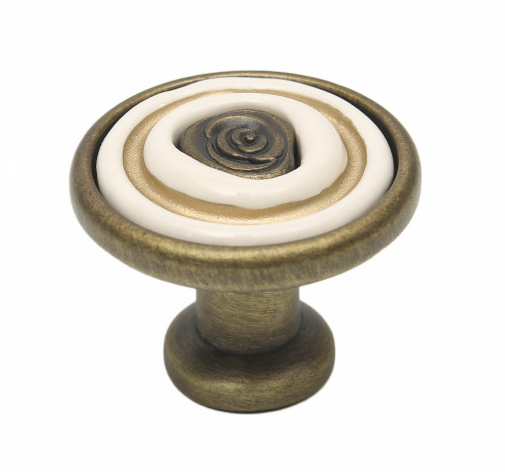 BRD RC108BAB.4 ручка кнопка MARTA брашированная старинная бронза/кремовый  (снято)